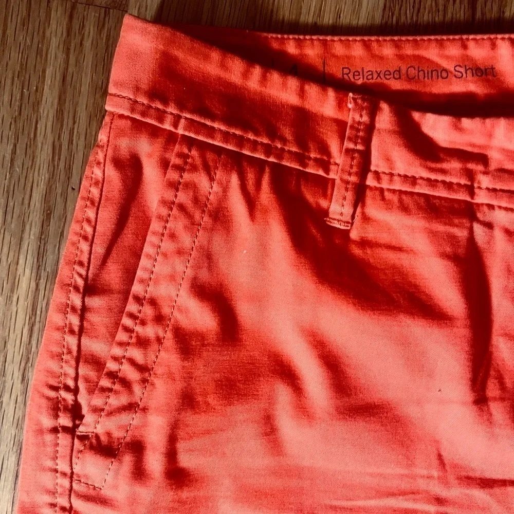 TALBOTS Relaxed Bermuda Shorts Coral Orange Chino Cotton Stretch Mid Rise 4
